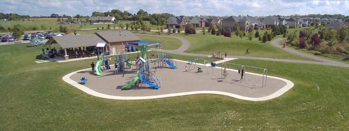 Robert F. Mays Park playground and shelter aerial view