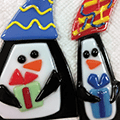 glass fused penguin ornaments
