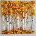 Scenic fall tree image created with glass fusing