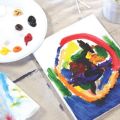 kids canvas painted with multiple colors