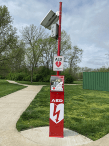 solar-powered AED at Forest Field Park