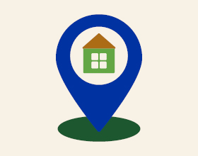 location icon with a house in the center