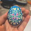 blue hand painted ukrainian style ornate egg